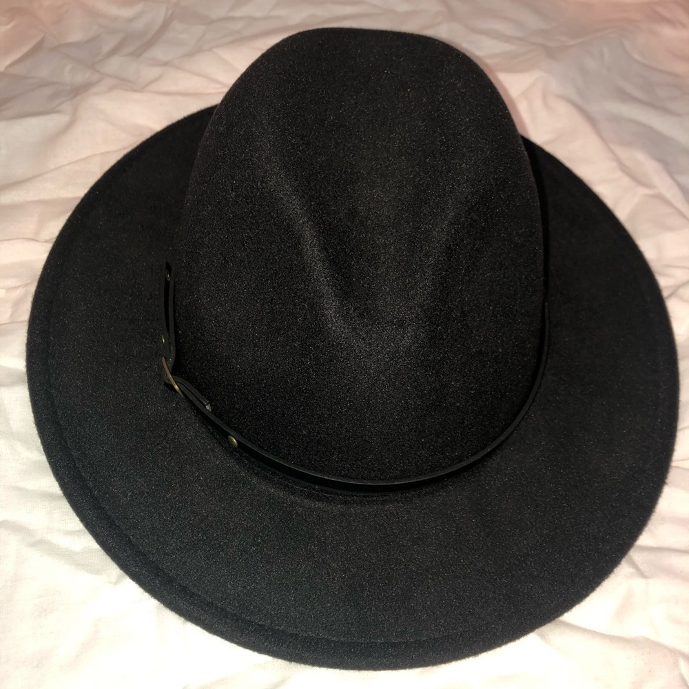 Womens Black Belt Buckle Fedora Hat